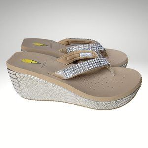 Volatile Rhinestone Wedge Sandals